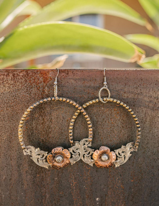 Rose hoop earring