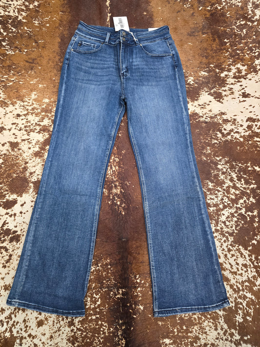 High rise wide flare double button